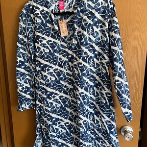 Raj Blue and White Swim Coverup